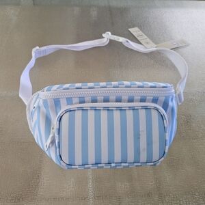 No Boundaries Blue Stripe Cooler Belt Bag Insulated Crossbody Waist Pack Travel